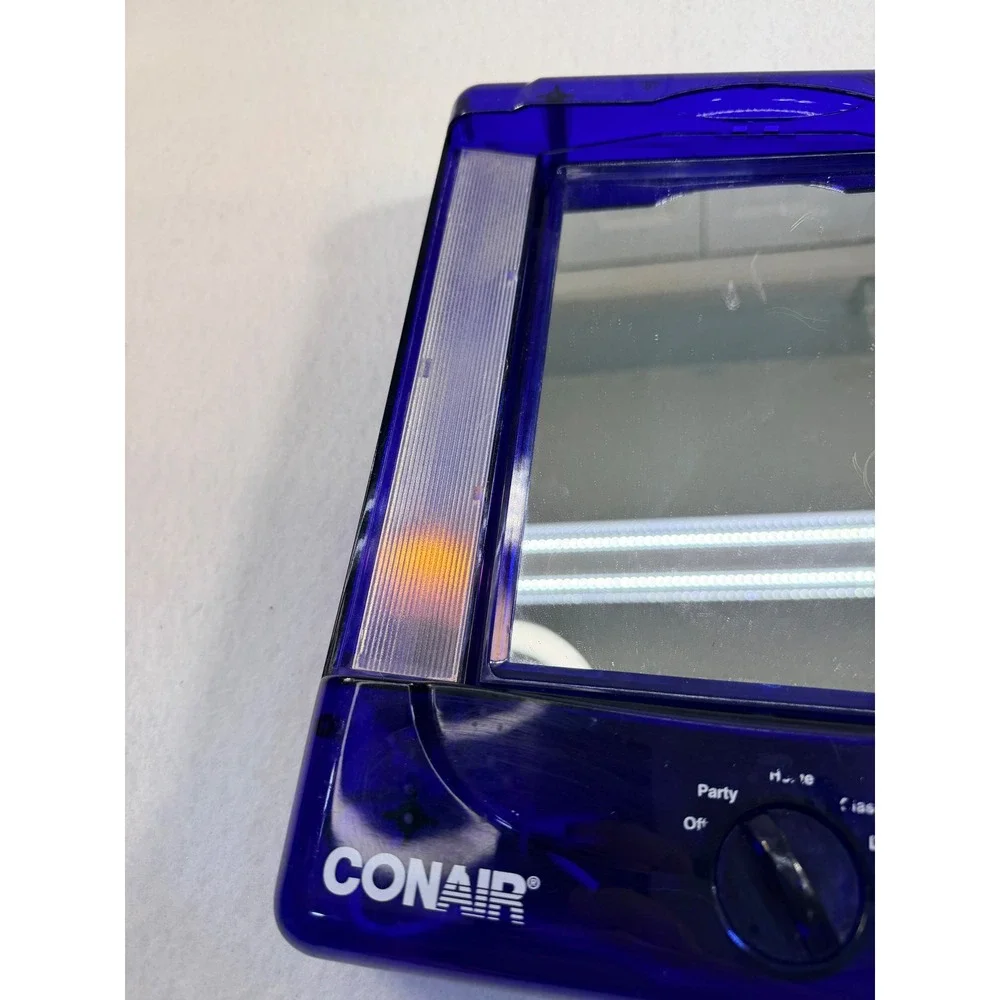 Conair Lighted Makeup Mirror Translucent Blue Y2K 4 Settings Day Office Home